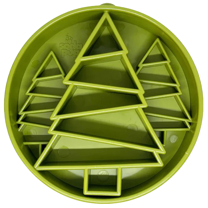 SodaPup Pine Trees eBowl Enrichment Slow Feeder Bowl Green 8"